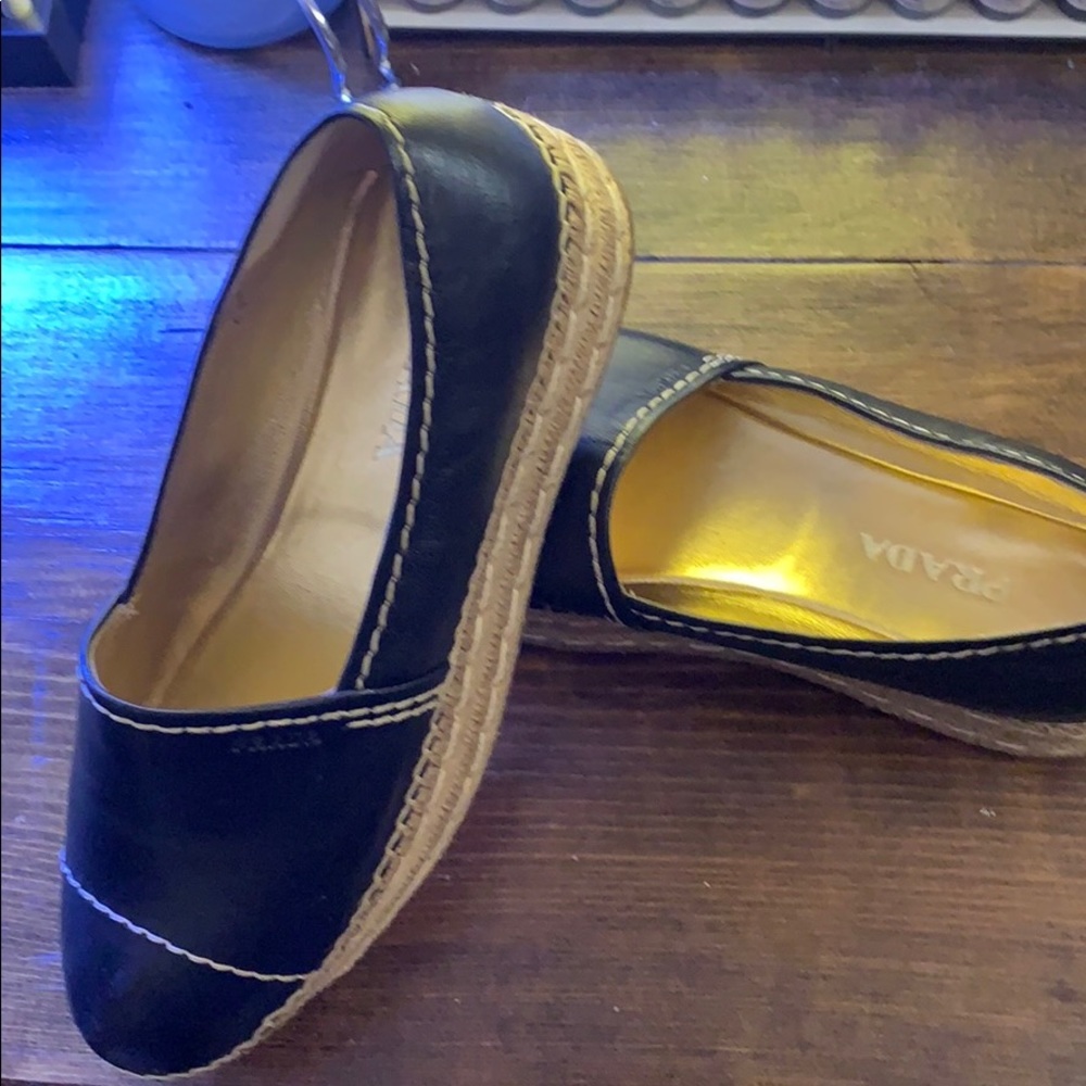 Black Prada espadrille platform shoes - Picture 1 of 8